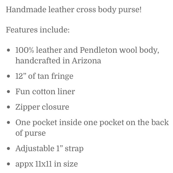 Handmade leather fringe Pendleton wool crossbody purse - Picture 5 of 5